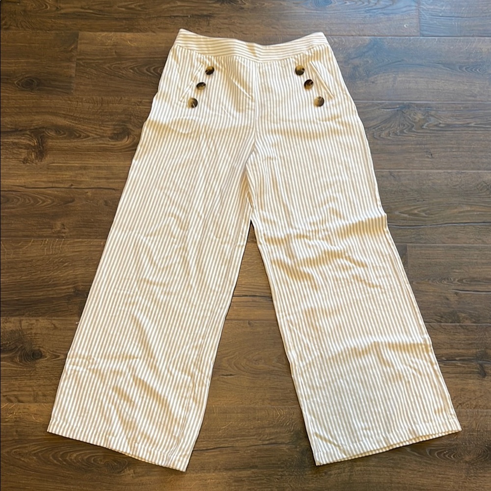 TCEC Cream Casual Wide-Leg Pants